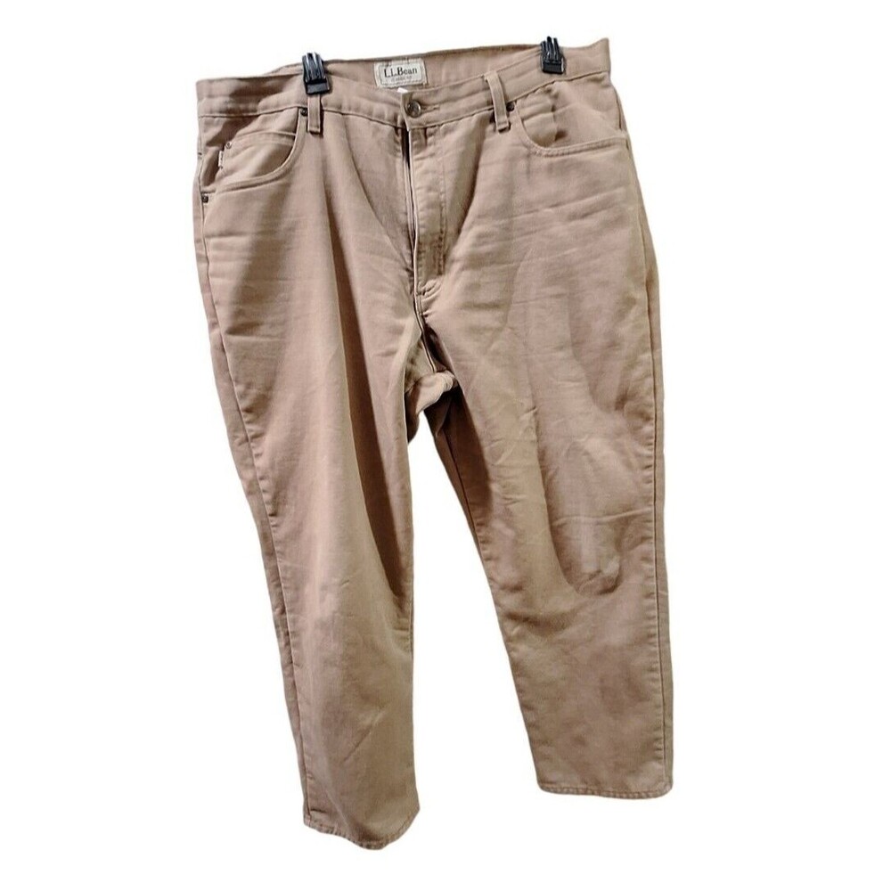 LL Bean Brown Denim Jeans Men's Size 40X30 Flannel Lined Classic Fit 100% Cotton
